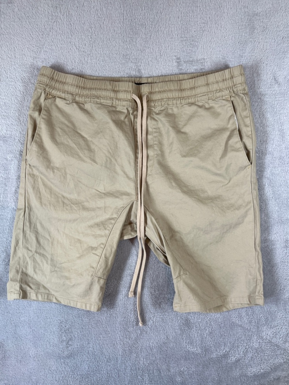 PacSun Men's Drawstring Chino Twill Khaki 9” Inseam Shorts Large